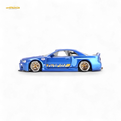 Mini GT x Kaido House Nissan Skyline GT-R R34 V2 Shinjuku Blue 1:64 - Evergreen Kings