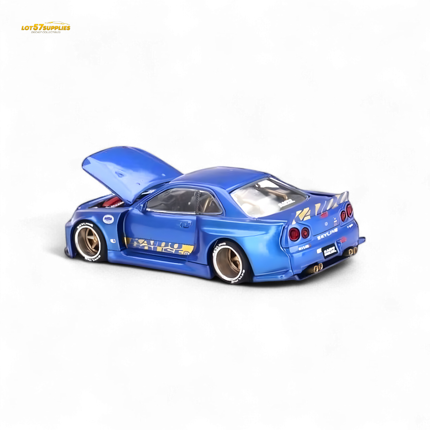 Mini GT x Kaido House Nissan Skyline GT-R R34 V2 Shinjuku Blue 1:64 - Evergreen Kings