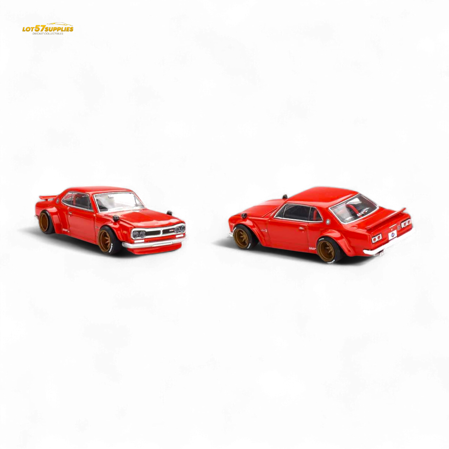 Red Nissan Skyline 2000GT-R (KPGC10) diecast model in 1:64 scale from Lot57Supplies Diecast Shop.