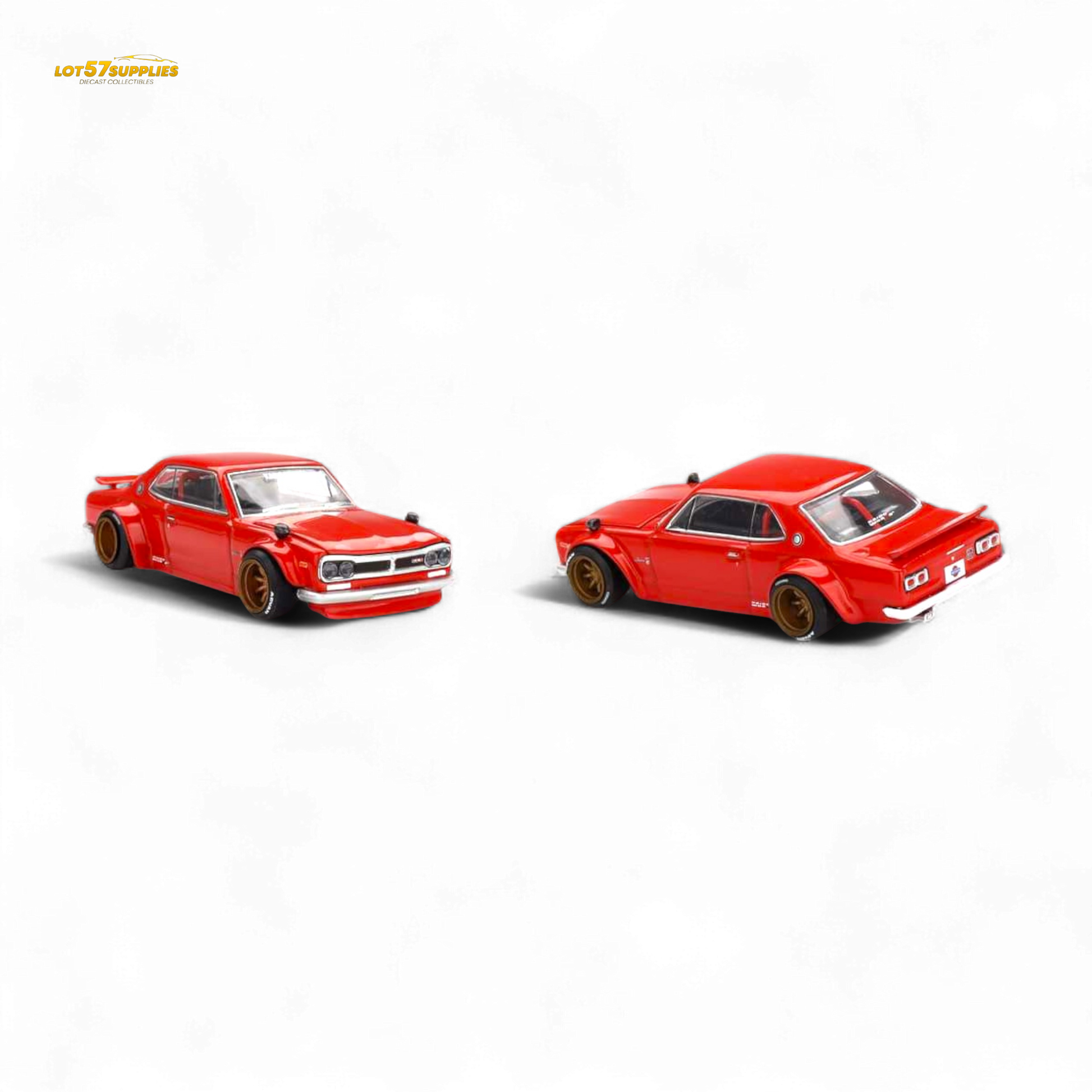 Red Nissan Skyline 2000GT-R (KPGC10) diecast model in 1:64 scale from Lot57Supplies Diecast Shop.
