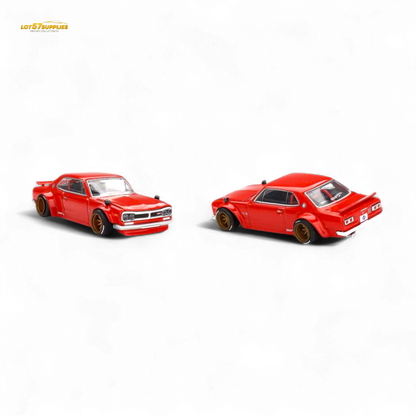Red Nissan Skyline 2000GT-R (KPGC10) diecast model in 1:64 scale from Lot57Supplies Diecast Shop.
