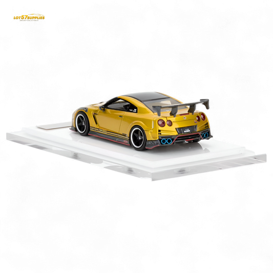 Detailed 1:64 scale Nissan GT-R R35 model by Lot57Supplies, showcasing the TOP SECRET modified version with intricate design details.