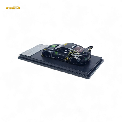 Matte black Nissan Skyline R35 GTR GT diecast model by Lot57Supplies, detailed 1:64 scale collectible car.