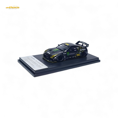 Matte black 1:64 scale Nissan Skyline R35 GTR diecast model by Lot57Supplies Diecast Shop, detailed miniature vehicle.