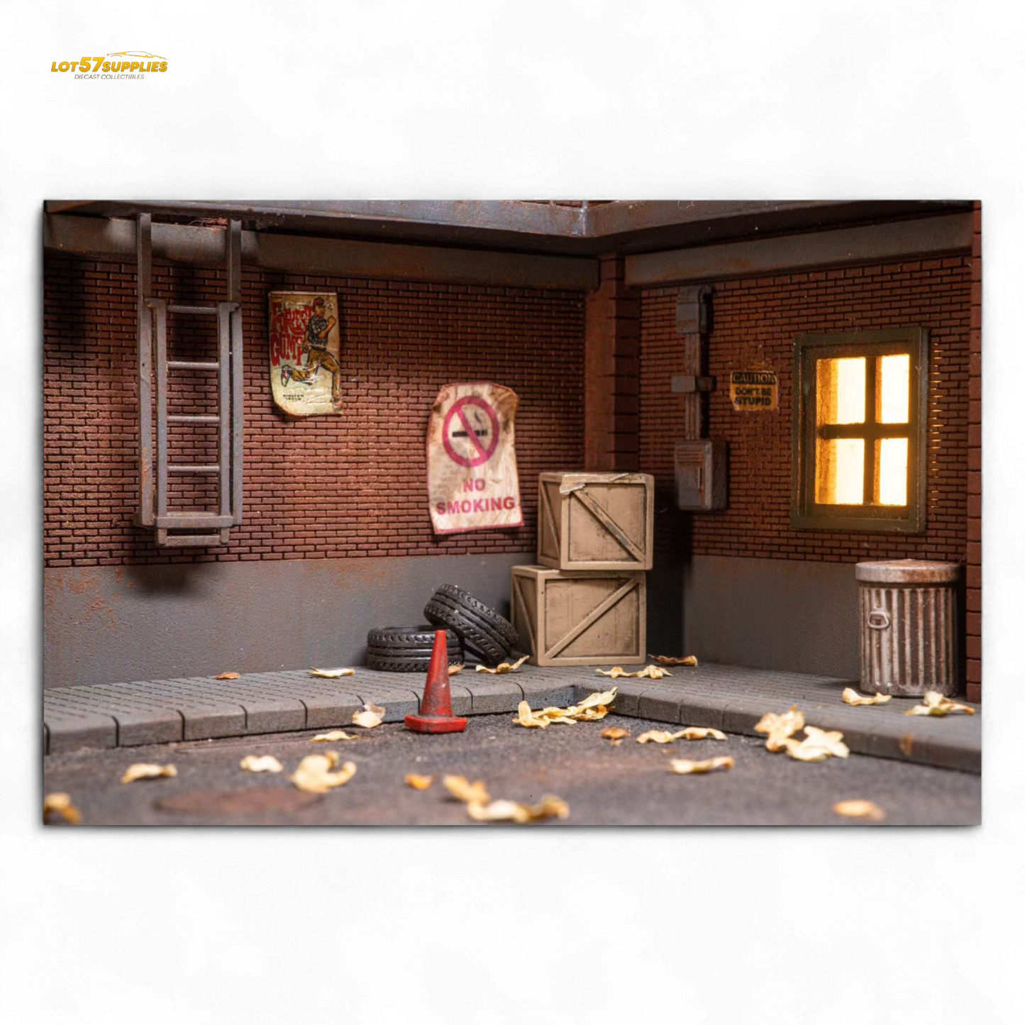Detailed Liberty 64 building scene diorama featuring miniature structures and figures, crafted by Lot57Supplies Diecast Shop.