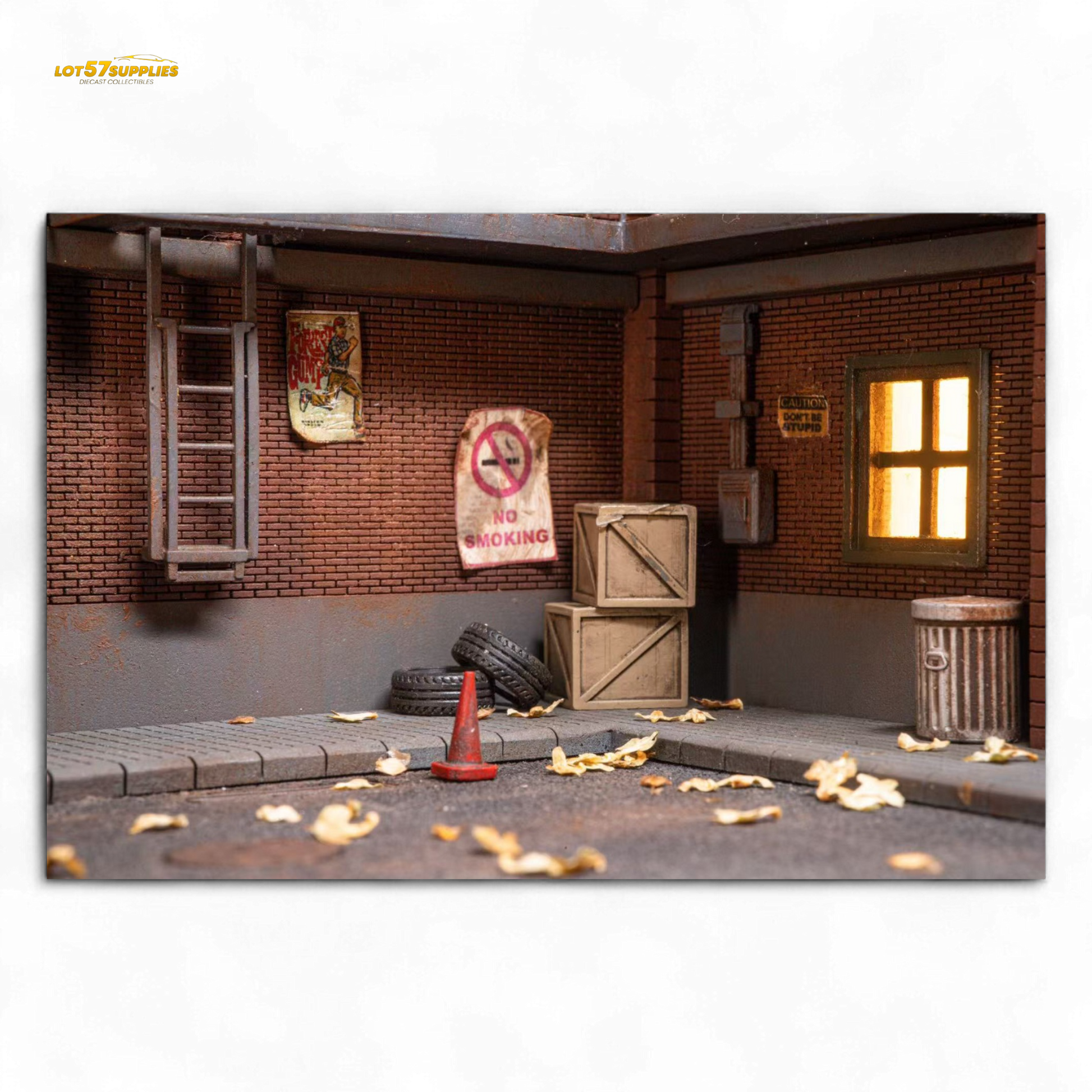 Detailed Liberty 64 building scene diorama featuring miniature structures and figures, crafted by Lot57Supplies Diecast Shop.