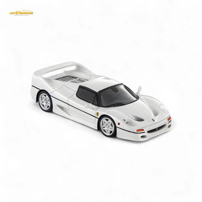 Pearl white Ferrari F50 diecast model in 1:64 scale by Lot57Supplies Diecast Shop, detailed and realistic car replica.