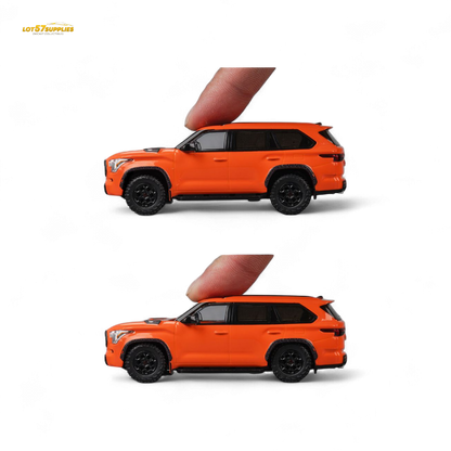 Orange Toyota Sequoia diecast model by CM Model, 1:64 scale, detailed miniature vehicle for collectors and display.