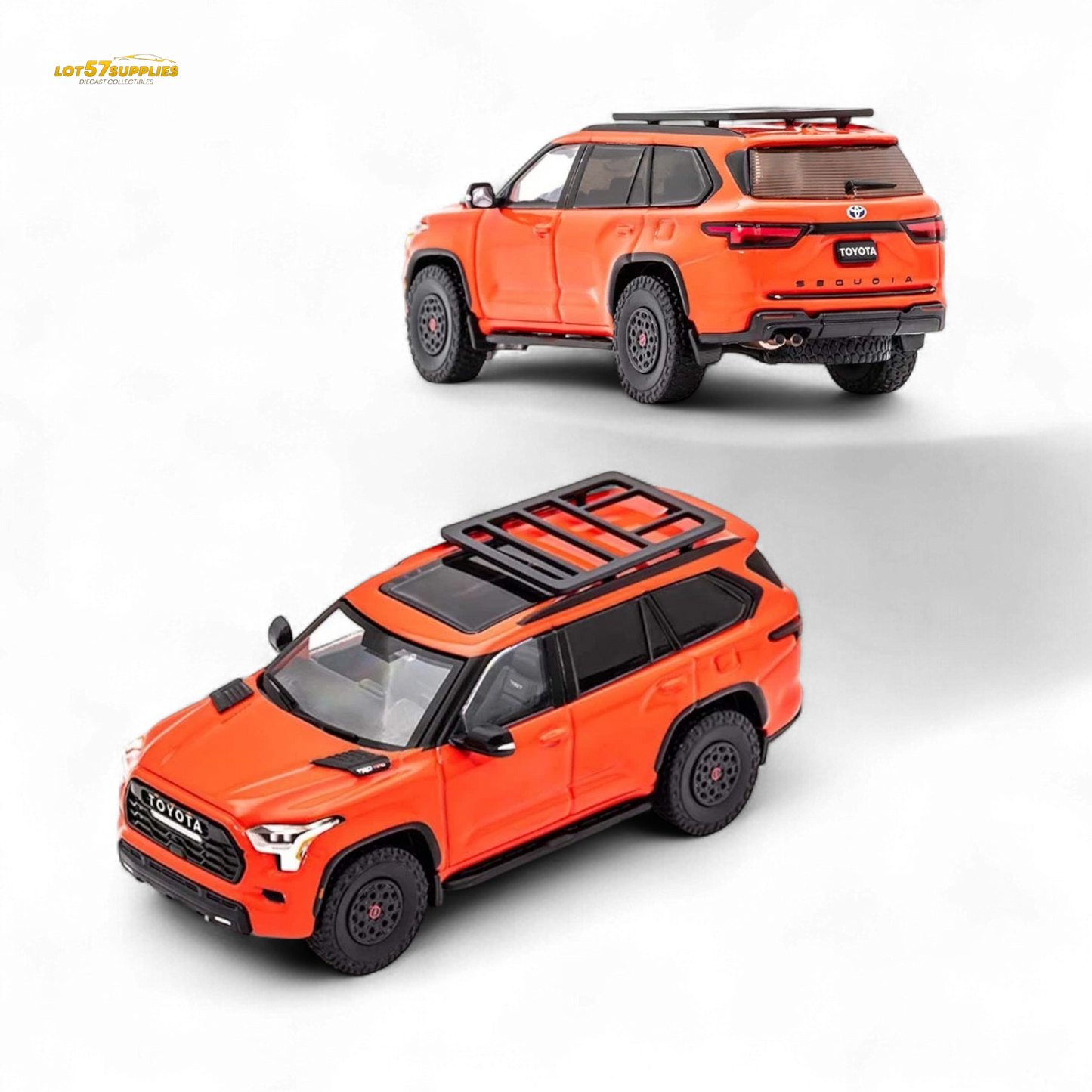 Orange Toyota Sequoia diecast model by CM Model, 1:64 scale, detailed toy car from Lot57Supplies Diecast Shop.