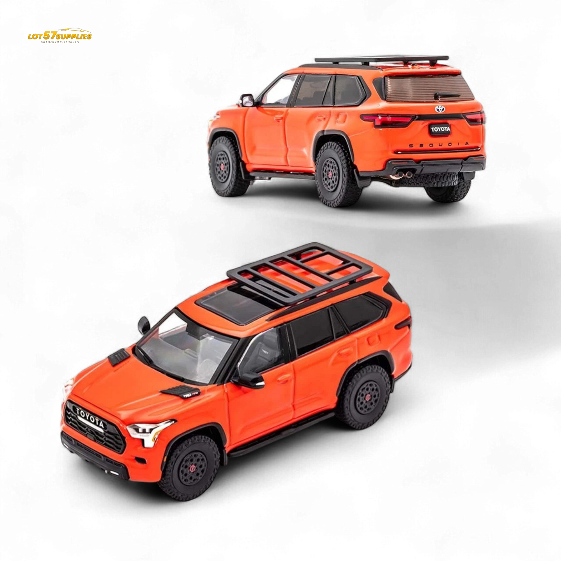 Orange Toyota Sequoia diecast model by CM Model, 1:64 scale, detailed toy car from Lot57Supplies Diecast Shop.