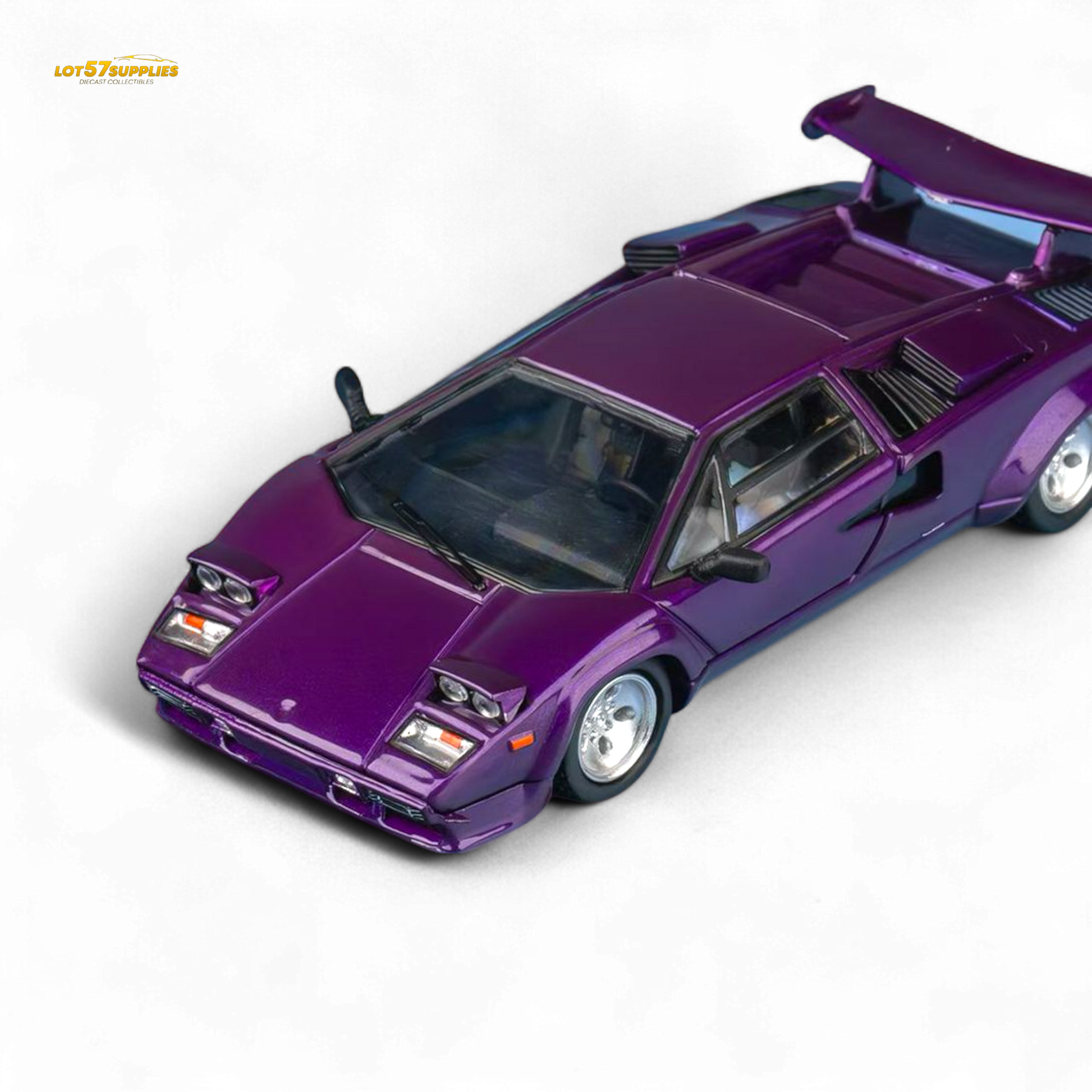 Findclassically Countach LP5000S Metallic Purple w/ Wing 1:64 - Evergreen Kings