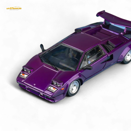 Findclassically Countach LP5000S Metallic Purple w/ Wing 1:64 - Evergreen Kings