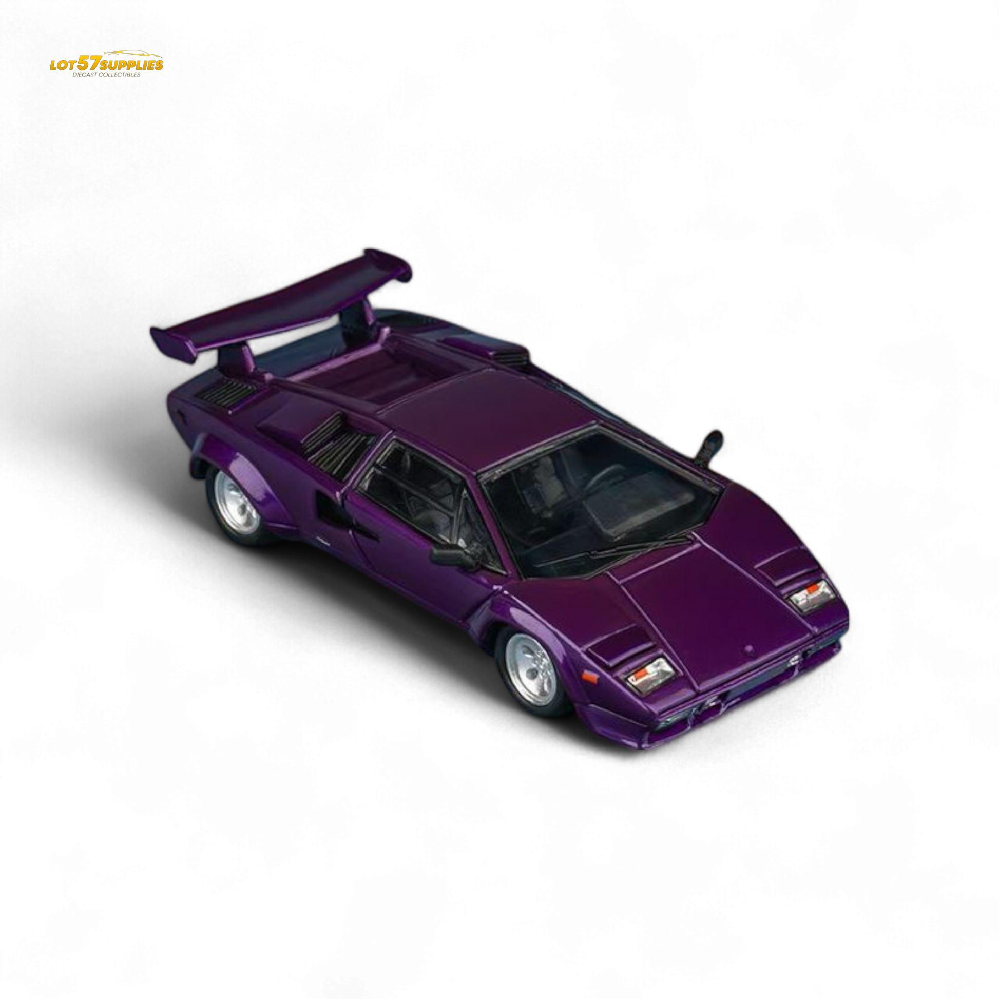 Findclassically Countach LP5000S Metallic Purple w/ Wing 1:64 - Evergreen Kings