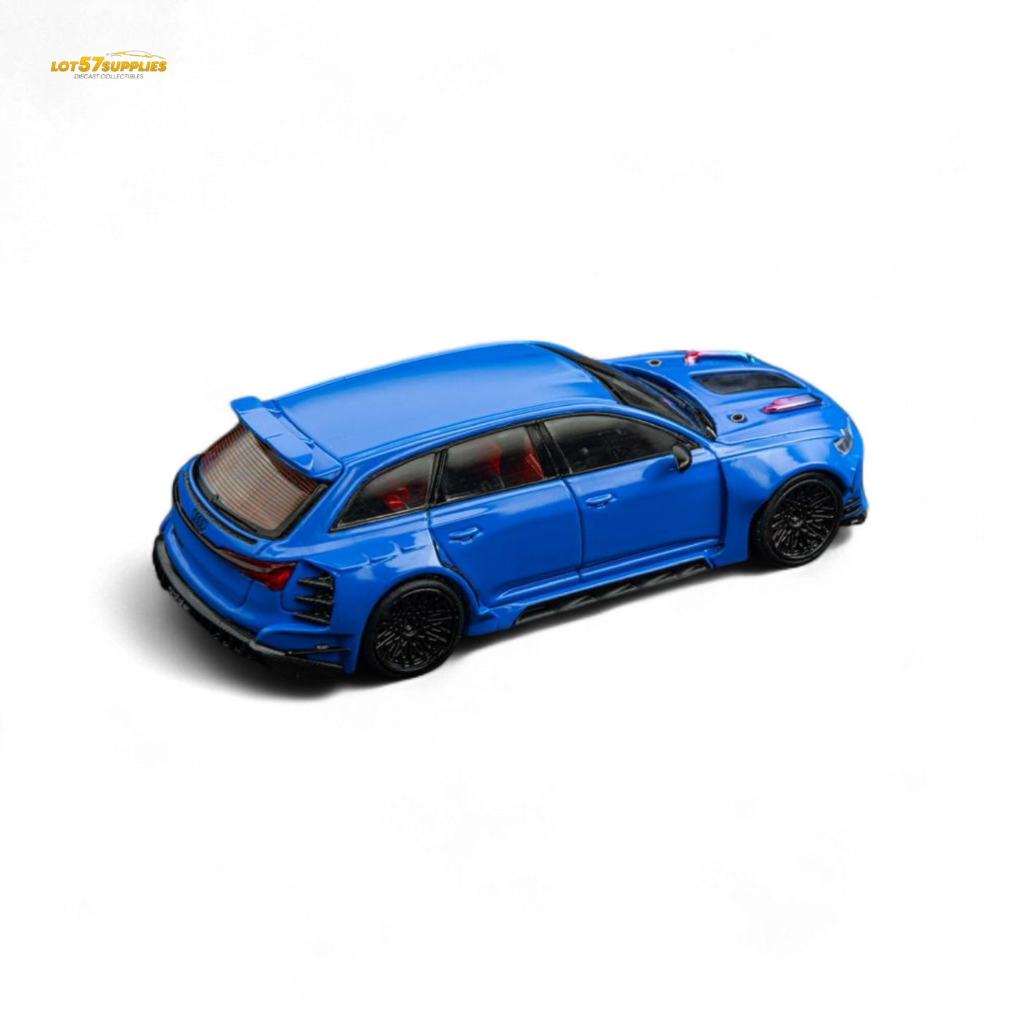 Blue Audi RS6 wagon diecast model in 1:64 scale from Lot57Supplies, detailed miniature car, pre-order available.