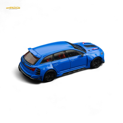 Blue Audi RS6 wagon diecast model in 1:64 scale from Lot57Supplies, detailed miniature car, pre-order available.