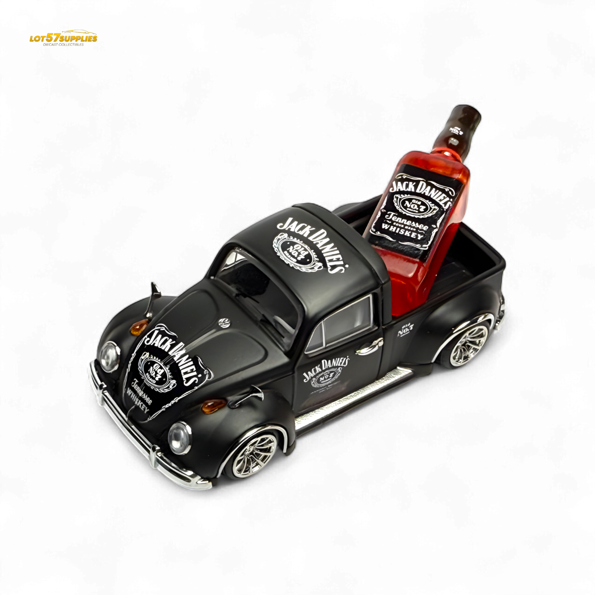Volkswagen Liberty 64 Beetle Pickup diecast model in Jack Daniel's livery, detailed 1:64 scale by Lot57Supplies Diecast Shop