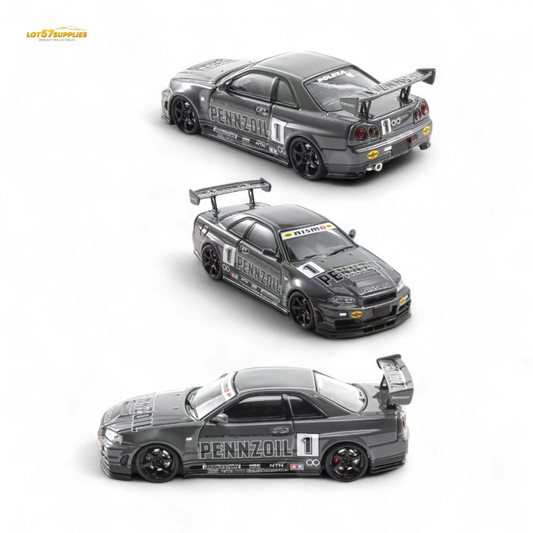 Fast Speed Skyline GT-R R34 Nismo Z-Tune Pennzoil Grey 1:64 - Evergreen Kings