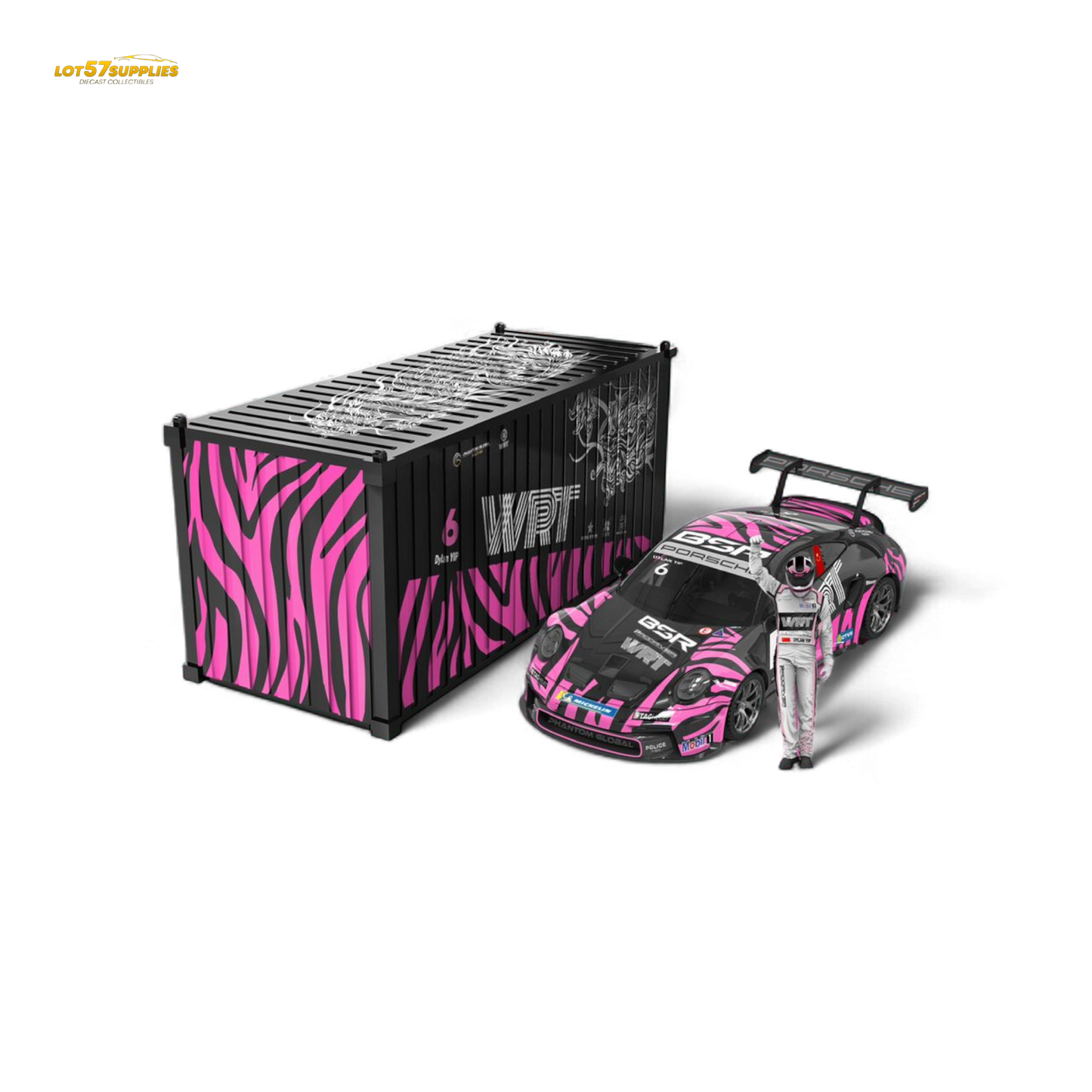 1:64 Porsche 911 GT3 Carrera Cup container set by ModernArt & WRT, detailed diecast model for collectors and enthusiasts