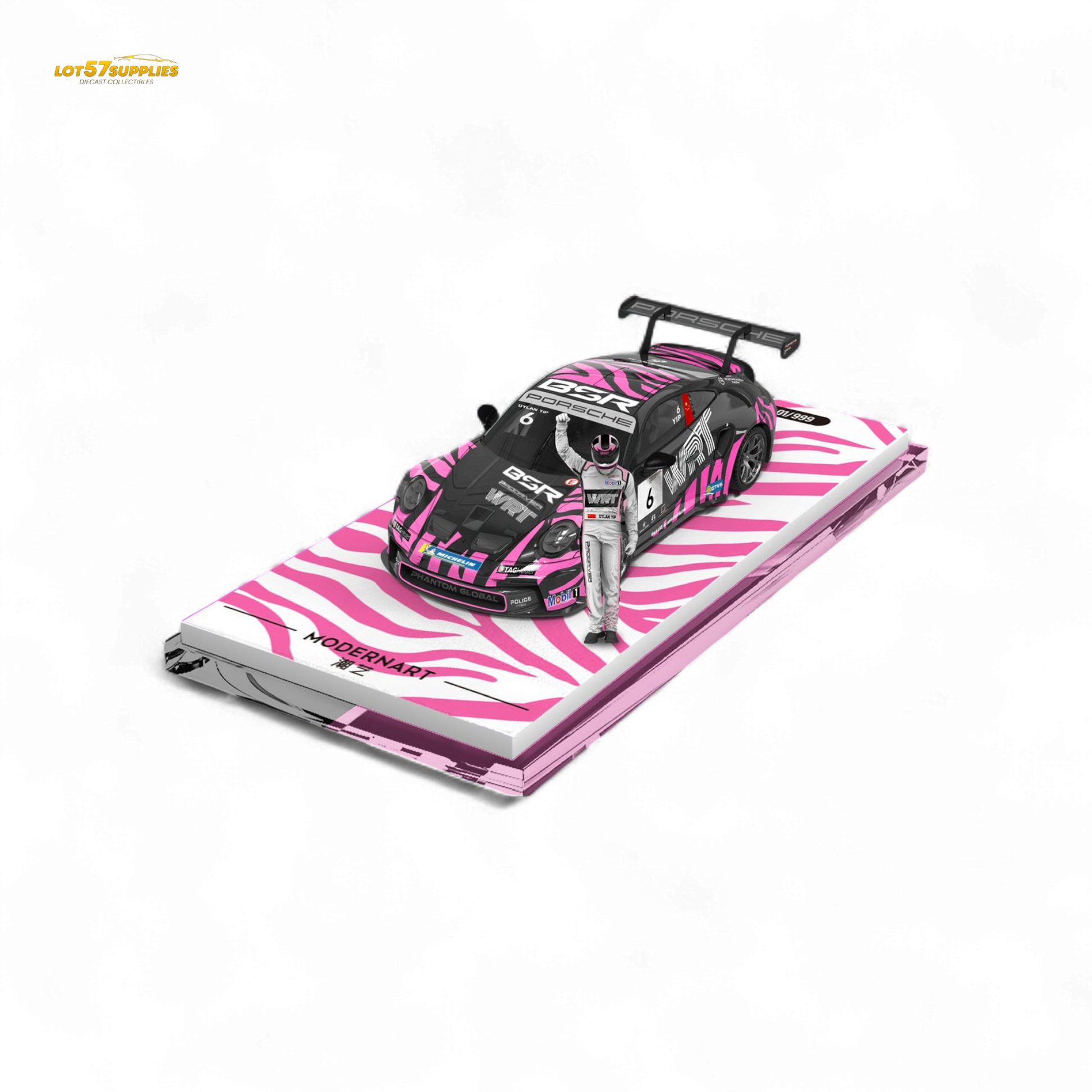 Diecast Porsche 911 GT3 Carrera Cup container set by Lot57Supplies, featuring detailed miniature Porsche 1:64 scale model.