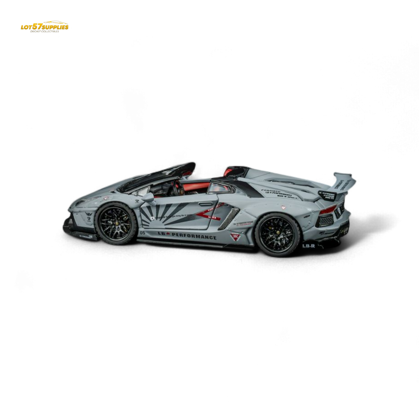 Diecast Lamborghini LP720-4 Roadster TPC Rhino Model in wide-body design, 1:64 scale, detailed red toy car.