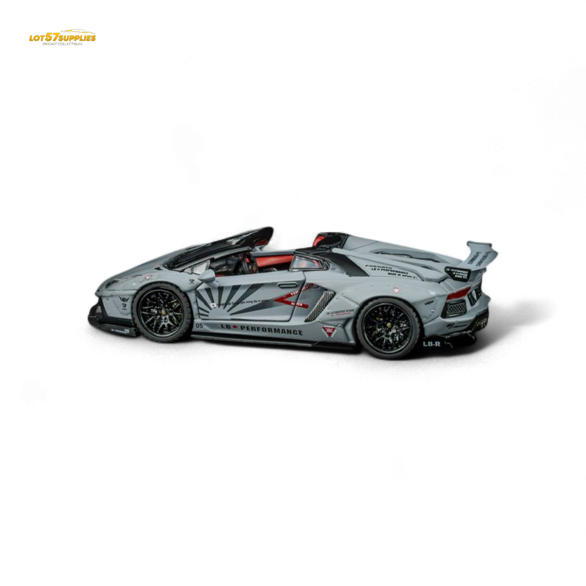 Diecast Lamborghini LP720-4 Roadster TPC Rhino Model in wide-body design, 1:64 scale, detailed red toy car.