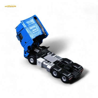 Blue Mercedes-Benz Benz Flatbed Transport Vehicle diecast model in 1:64 scale, detailed miniature from Lot57Supplies Diecast Shop