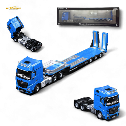 Blue Mercedes-Benz TimeMicro & Perka BENZ flatbed transport vehicle diecast model, detailed 1:64 scale from Lot57Supplies Diecast Shop