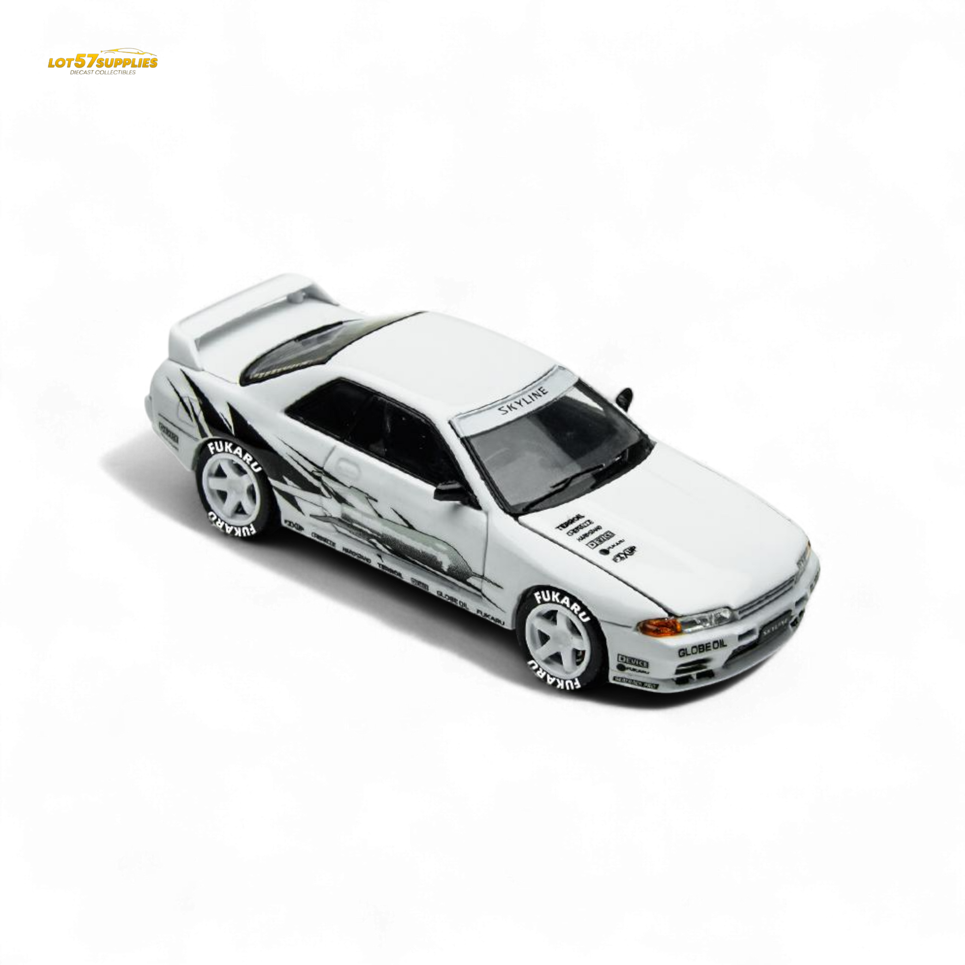 White 1:64 Nissan Skyline GT-R R32 diecast model from TimeMicro Skyline GT-R R32 Los Santos Drift collection.