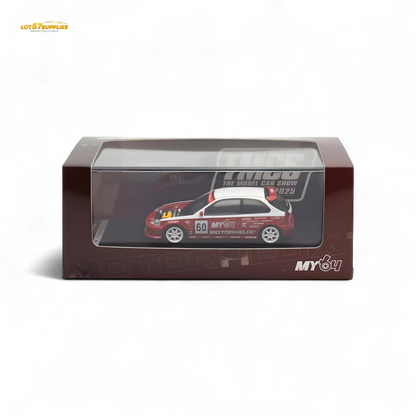 White and red Honda Civic EK9 diecast model in 1:64 scale by Lot57Supplies Diecast Shop, detailed miniature collectible.