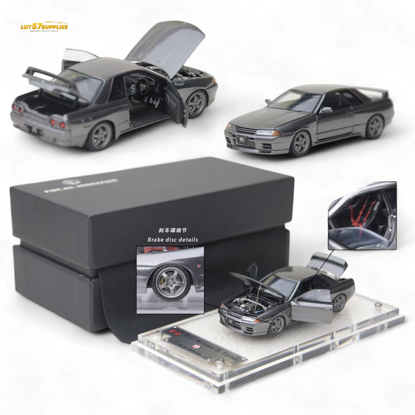 Focal Horizon Nissan Skyline GT-R R32 Nismo S-Tune Gun Grey 1:64 - Evergreen Kings