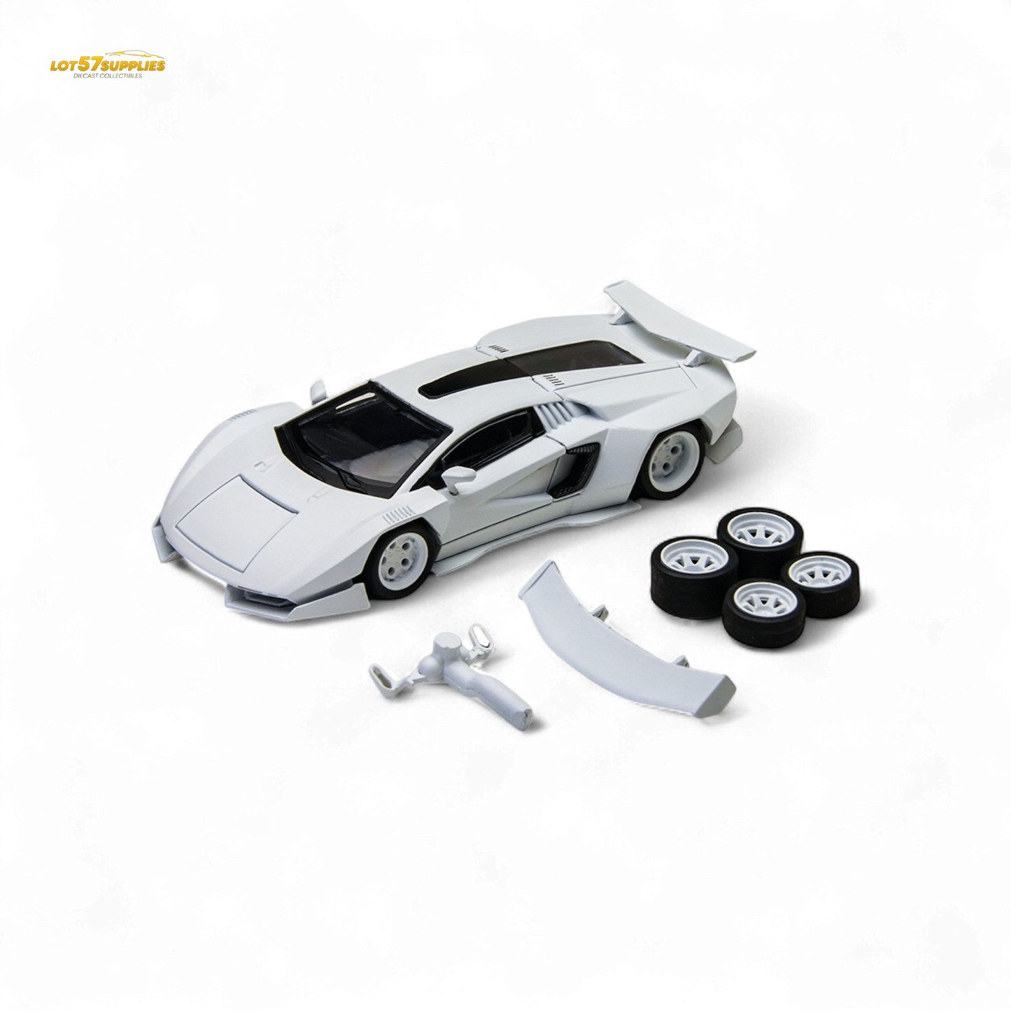 TimeMicro Countach V Ver. Mechanic White 1:64 - Evergreen Kings