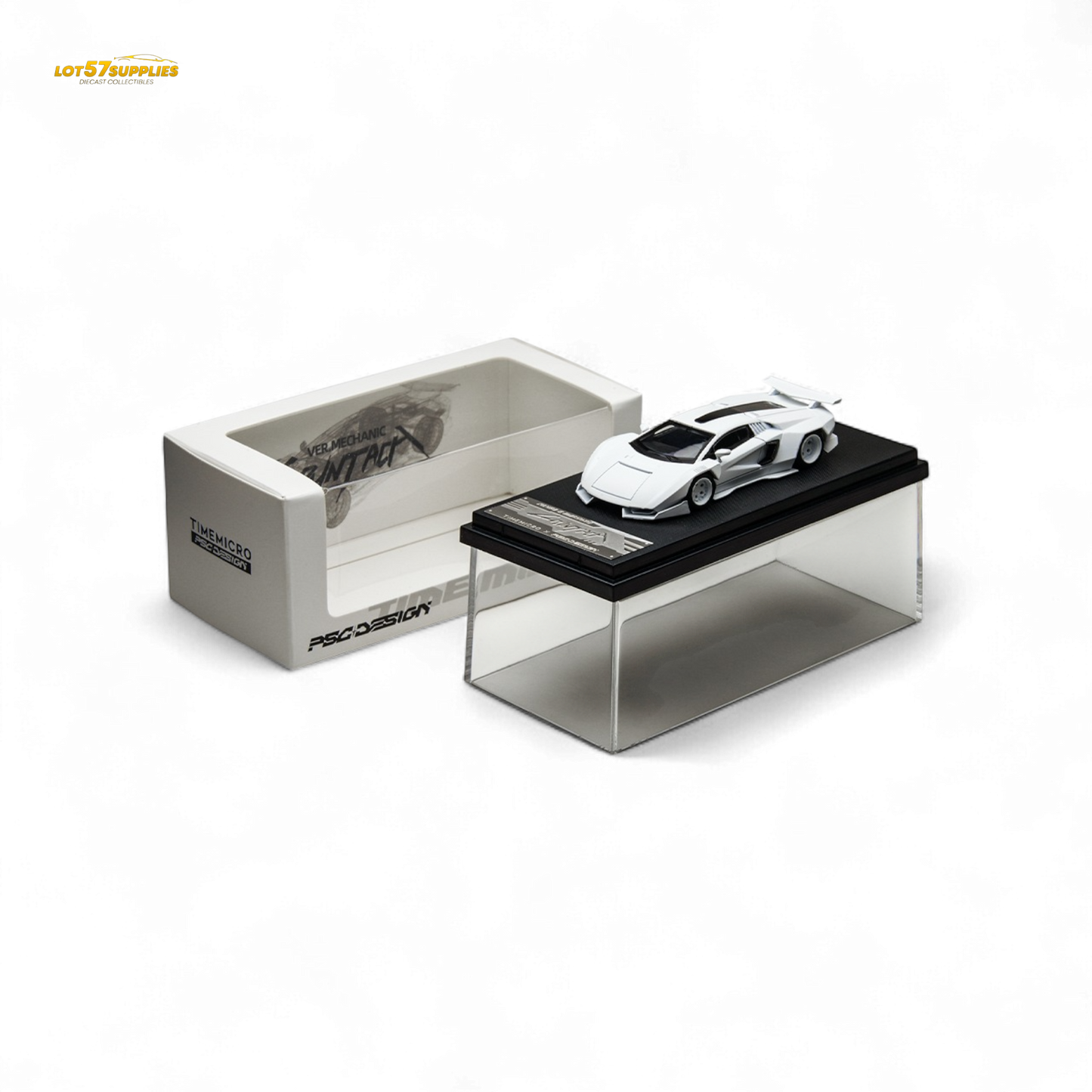 TimeMicro Countach V Ver. Mechanic White 1:64 - Evergreen Kings
