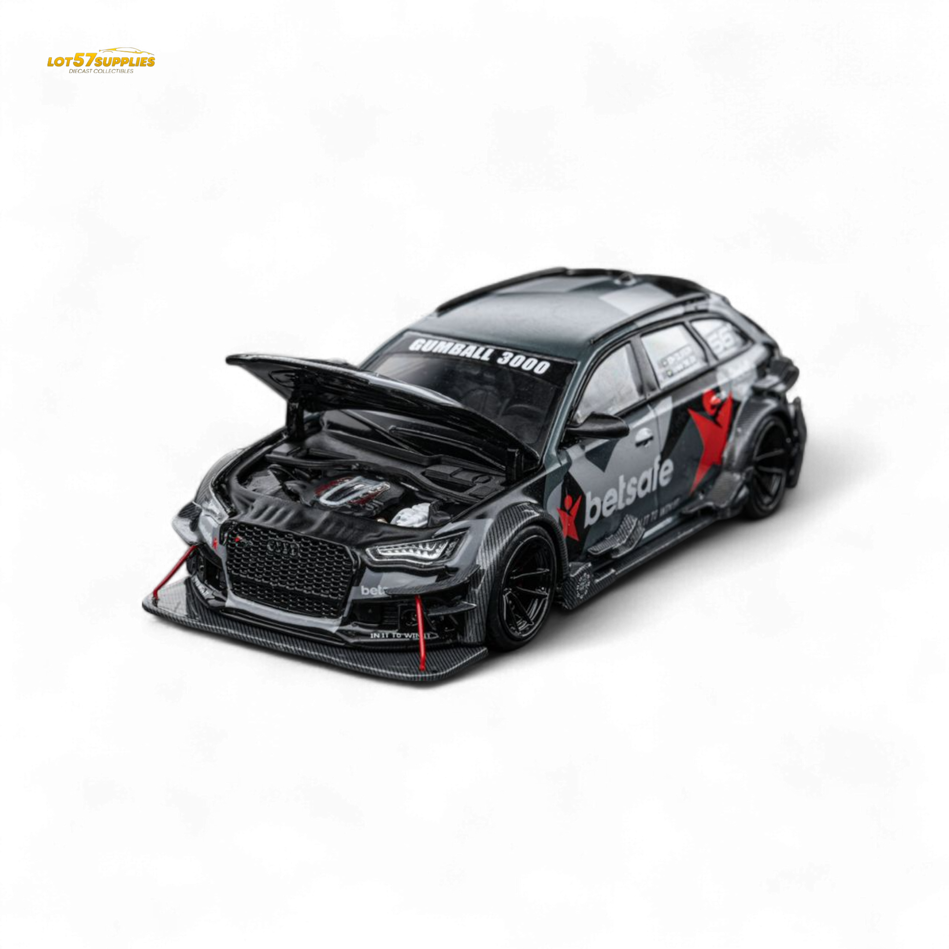 Diecast model of Audi RS6 C7 DTM Betsafe Gumball 3000 in 1:64 scale from Lot57Supplies Diecast Shop, detailed miniature car image
