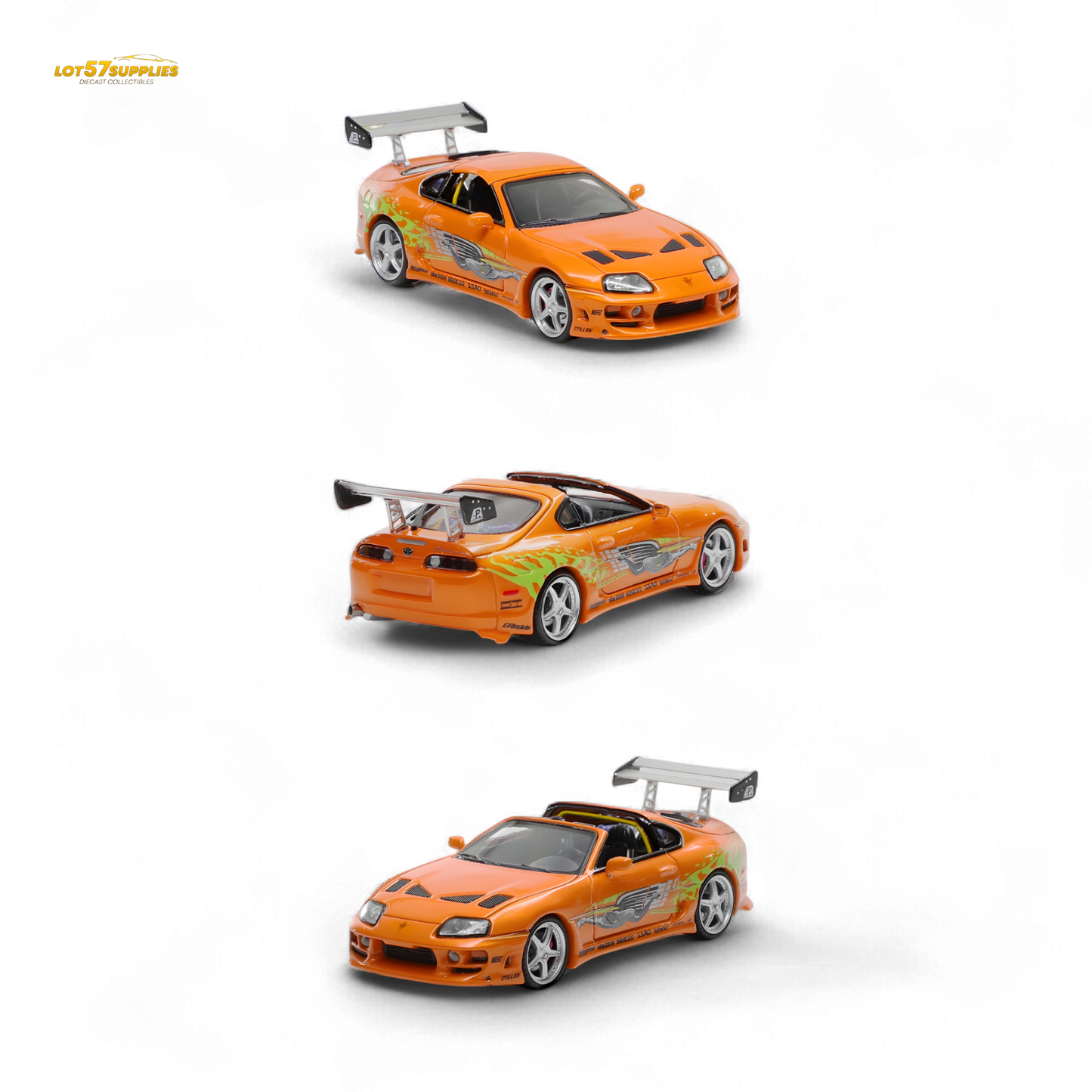 Diecast 1:64 Toyota Supra MK4 Targa model car in red, detailed toy vehicle from Lot57Supplies Diecast Shop, high-quality miniature.