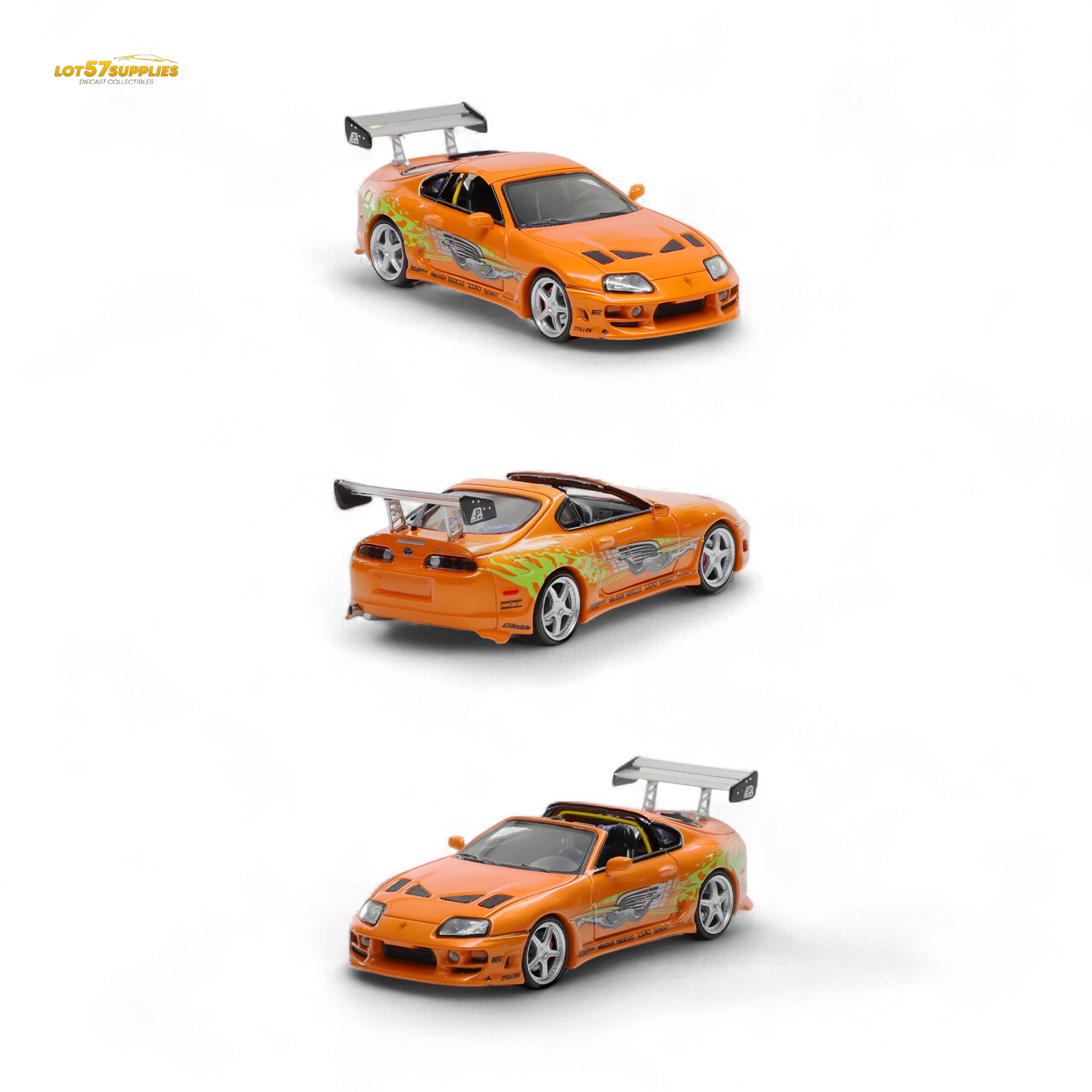Diecast 1:64 Toyota Supra MK4 Targa model car in red, detailed toy vehicle from Lot57Supplies Diecast Shop, high-quality miniature.