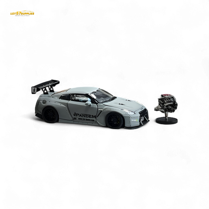 Nissan PGM Rocket Bunny R35 diecast car in combat grey, luxury version 1:64 scale by Lot57Supplies Diecast Shop.