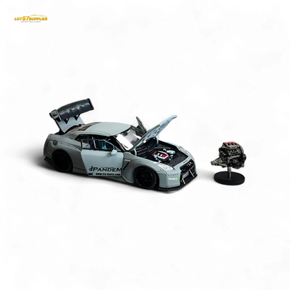 Nissan PGM Rocket Bunny R35 diecast car in combat grey, luxury version, 1:64 scale from Lot57Supplies Diecast Shop.