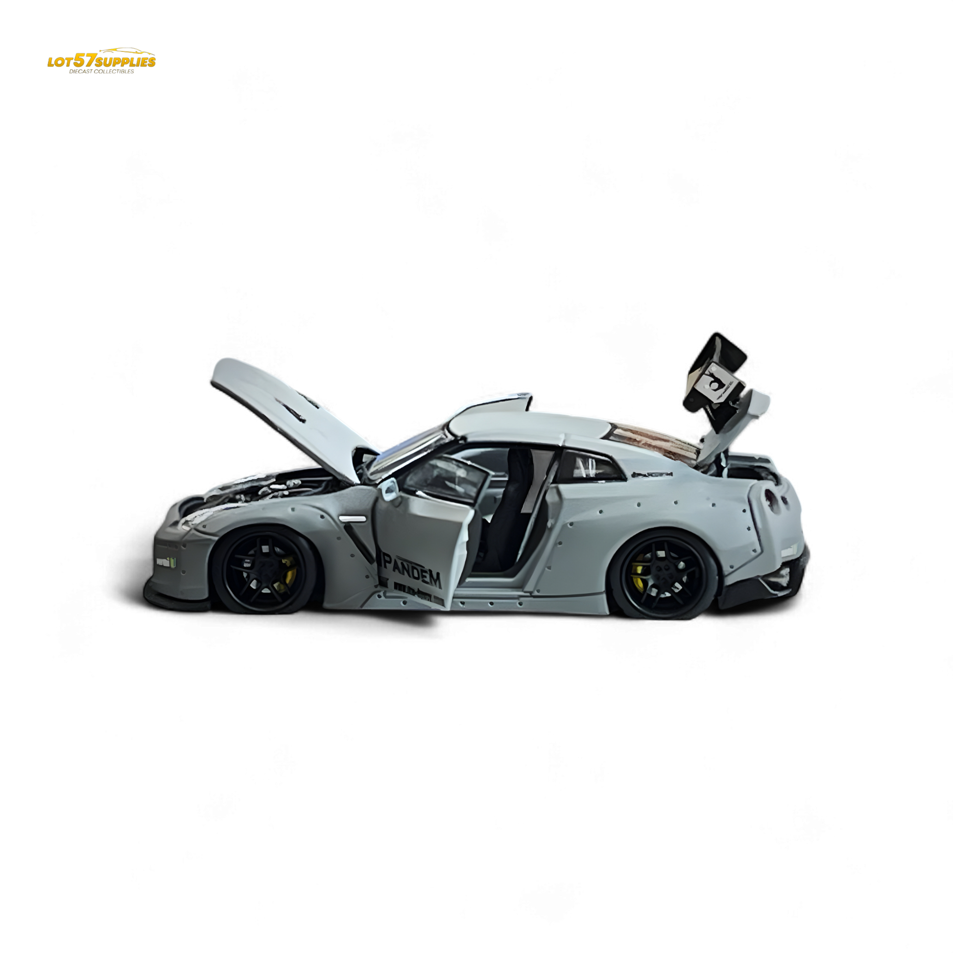 Nissan PGM Rocket Bunny R35 diecast model in combat grey, luxury version, 1:64 scale, by Lot57Supplies Diecast Shop
