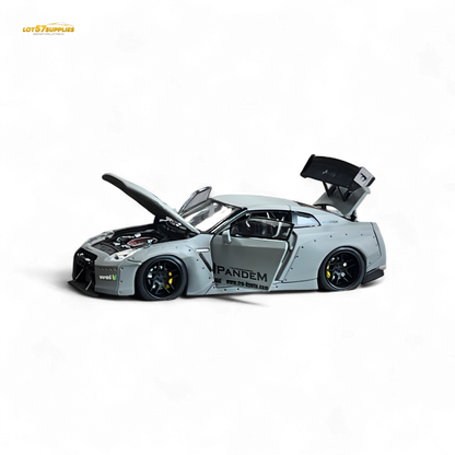 Diecast Nissan PGM Rocket Bunny R35 in combat grey, luxury version, 1:64 scale, detailed model car from Lot57Supplies Diecast Shop