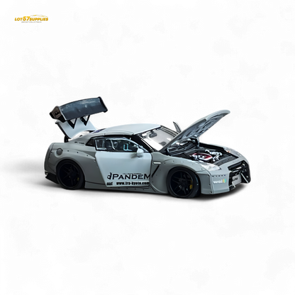 Nissan PGM Rocket Bunny R35 diecast car in Combat Grey, luxury version, 1:64 scale, detailed model from Lot57Supplies Diecast Shop