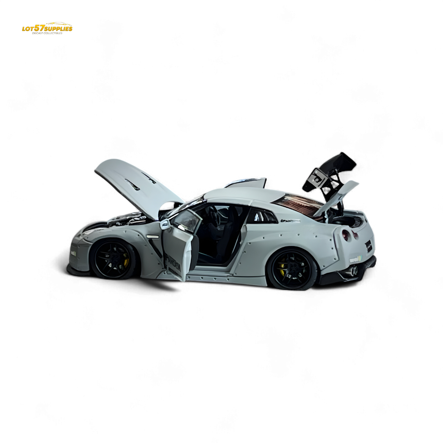 Nissan PGM Rocket Bunny R35 diecast model in combat grey, luxury version, 1:64 scale, detailed car replica from Lot57Supplies Diecast Shop