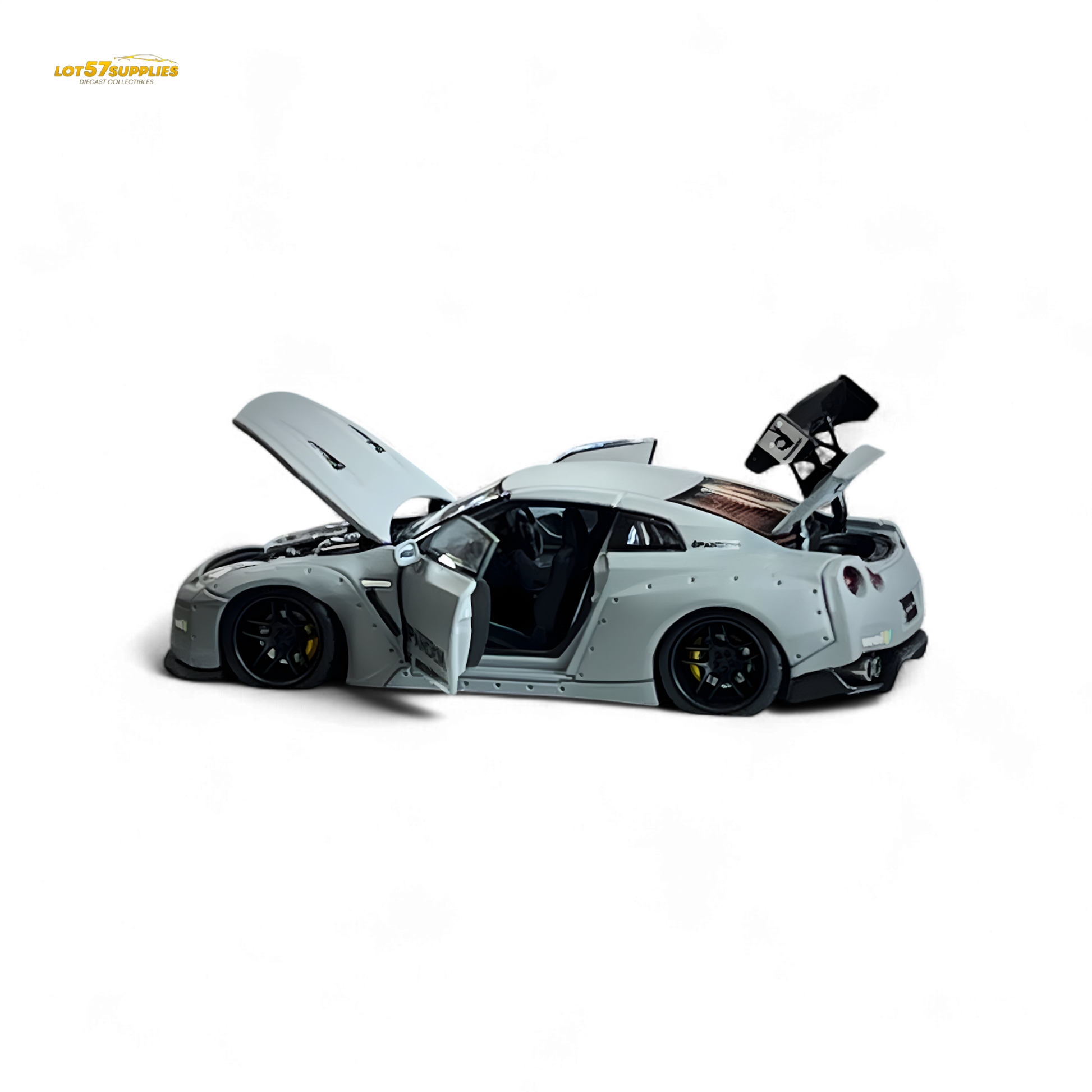Nissan PGM Rocket Bunny R35 diecast model in combat grey, luxury version, 1:64 scale, detailed car replica from Lot57Supplies Diecast Shop