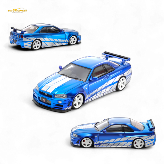 Fast Speed Skyline GT-R R34 Nismo Z-Tune Blue 1:64 - Evergreen Kings