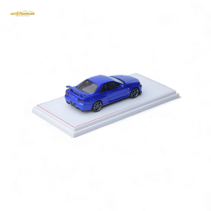 Focal Horizon Skyline GT-R R34 V-SPEC-II Bayside Blue 1:64 - Evergreen Kings