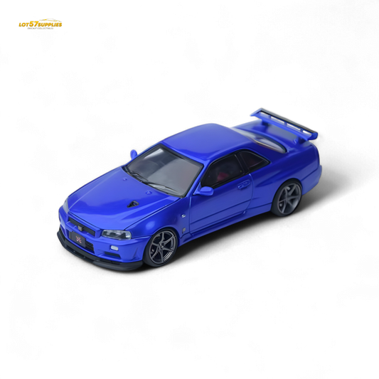 Focal Horizon Skyline GT-R R34 V-SPEC-II Bayside Blue 1:64 - Evergreen Kings