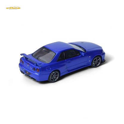 Focal Horizon Skyline GT-R R34 V-SPEC-II Bayside Blue 1:64 - Evergreen Kings