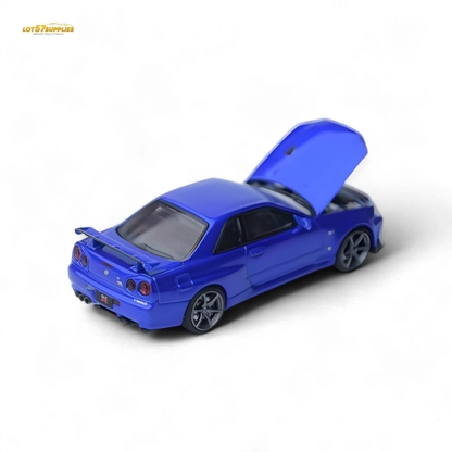 Focal Horizon Skyline GT-R R34 V-SPEC-II Bayside Blue 1:64 - Evergreen Kings