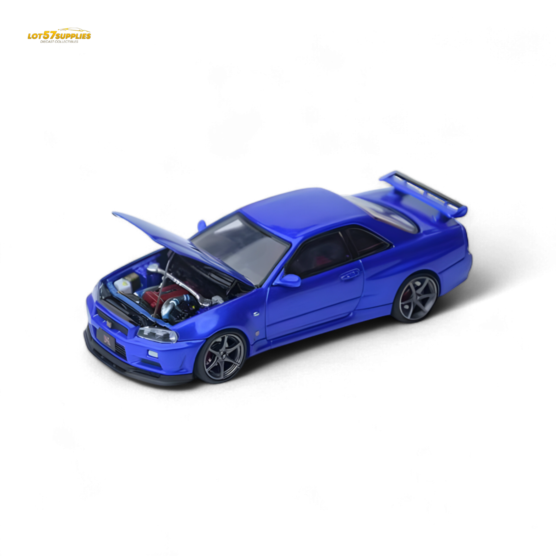 Focal Horizon Skyline GT-R R34 V-SPEC-II Bayside Blue 1:64 - Evergreen Kings