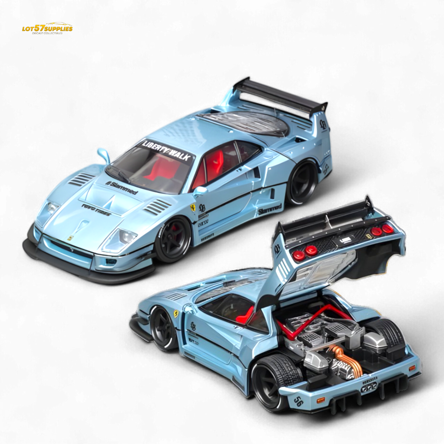 Star Model Ferrari F40 LB-Works WideBody Ice Blue 1:64 - Evergreen Kings