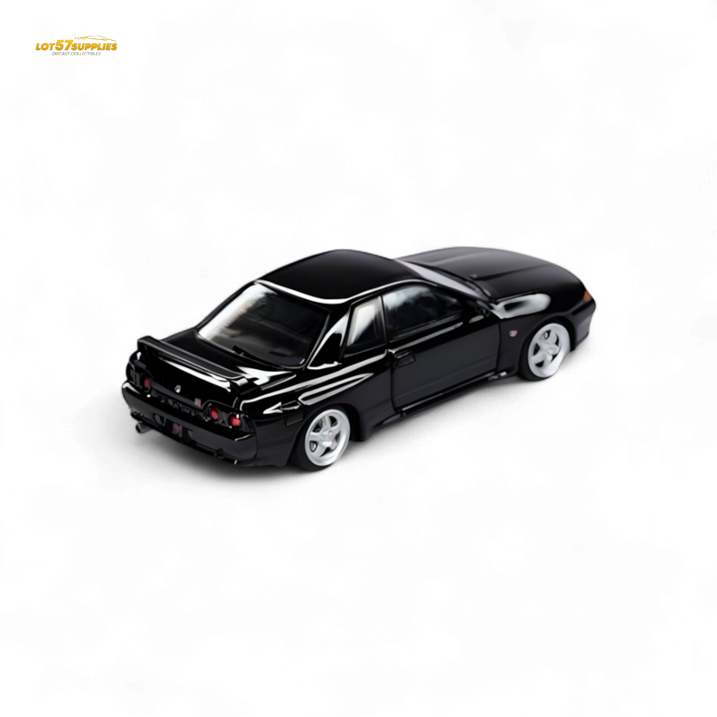 Black Nissan Horizon Skyline GT-R R32 Nismo S-Tune 1:64 diecast model, detailed scale replica with sleek design.